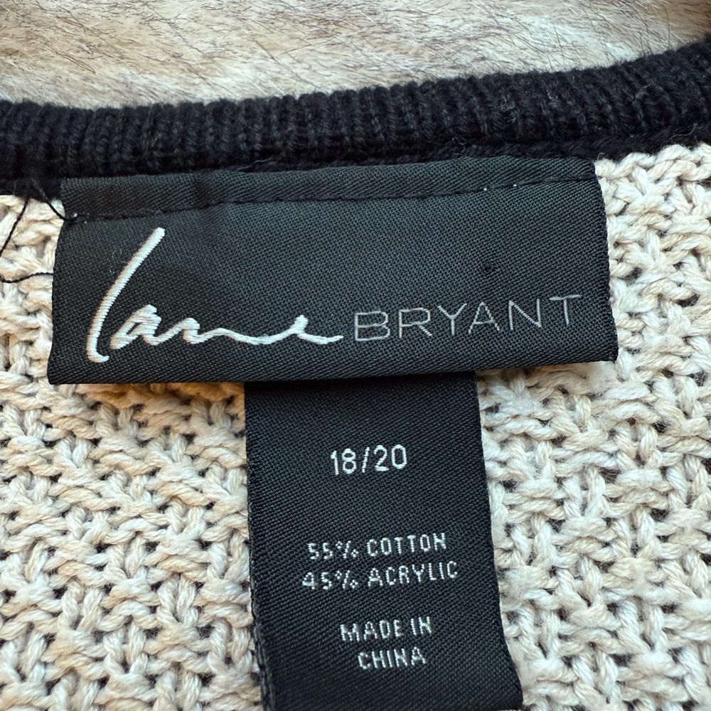 Lane Bryant Black and Cream Women's Sweater.